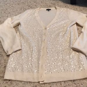 Long-sleeve, lambswool, sequined cardigan